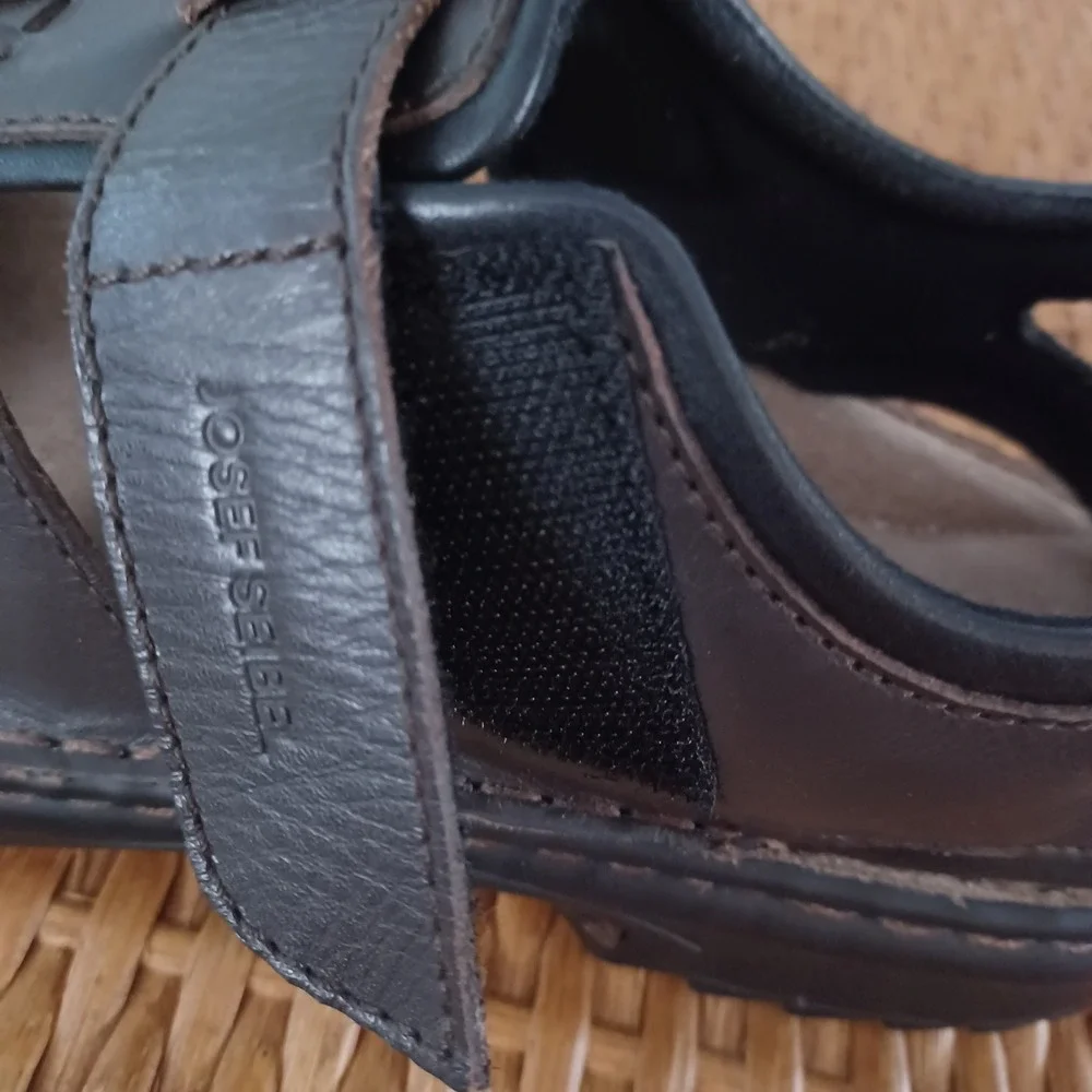 Josef Seibel Mens Leather Fisherman Sandals Dark Brown Closed Toe‎ EU 42 US 9